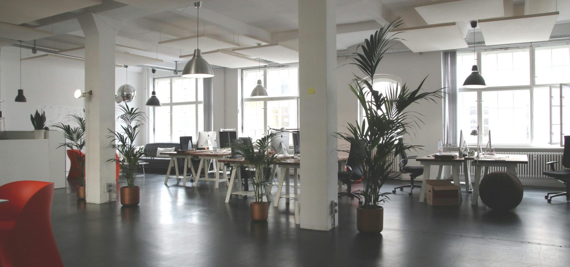 pexels-photo-380768-380768 Spacious modern office interior with desks, plants, and natural lighting in Berlin.